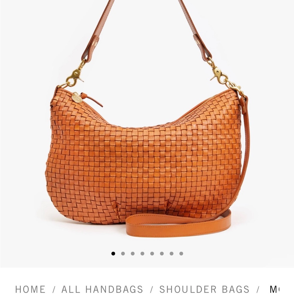 Claire V. Woven Camel Leather Shoulder Bag